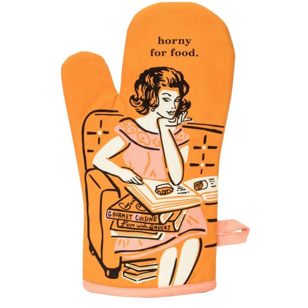 Blue Q Horny For Food Oven Mitt NWT, Funny